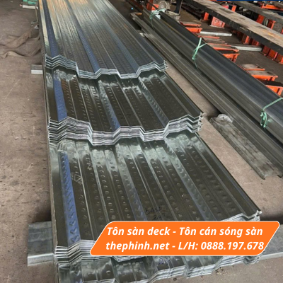Tôn sàn deck, tôn cán sóng sàn, dùng trong đổ bê tông sản kết cấu xây dựng.
